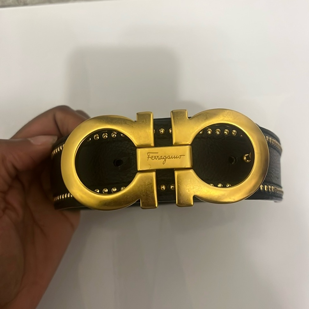 Authentic Ferragamo Studded Belt Approx 80 cm